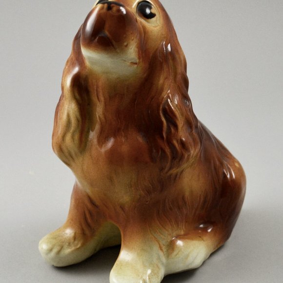 Brown Ceramic Porcelain Cocker Spaniel Sitting Vintage Figurine - Picture 2 of 7